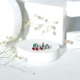 thumbnail image 4 of Rosec Jewels Natural Ruby Cherry Earrings with Emerald and Diamond (AAA Quality) - Cute Fruit Earrings - with Jewelry Box, 14K White Gold, 4 of 8