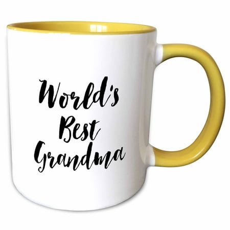 

3dRose Phrase - Worlds Best Grandma - Two Tone Yellow Mug 11-ounce
