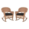 thumbnail image 1 of Jeco Wicker Rocker Chair in Honey with Black Cushion (Set of 2), 1 of 9