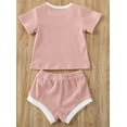 thumbnail image 2 of Styles I Love Unisex Baby Kintted Short Sleeve T-shirt and Shorts 2pcs Cotton Outfit (Pink, 90/12-18 Months), 2 of 2
