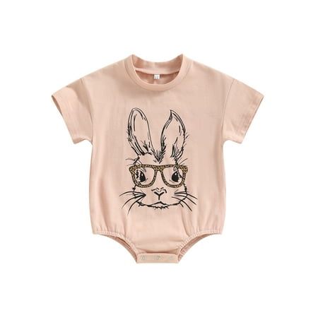 

Mieeyali Easter Baby Boys Girls Romper Rabbit Print Short Sleeve Crew Neck Jumpsuits Summer Casual Infant Bodysuits