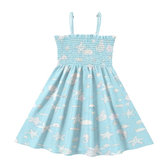 Ttyddzy Woman' Casual-Dresses Sleeveless Camisole A-Line Dress for 2Y-7-8Y，Pastel Blue Ocean