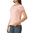 thumbnail image 4 of INSPIRE CHIC Women's Casual Lace Sleeve Cotton Lace Panel Blouse Pink XL, 4 of 6