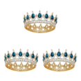 thumbnail image 2 of mmirethe Exquisite Craft And Delicate Pattern Rhinestone For Wedding Or Bridal Electroplated Tiaras Gold + lake blue 3Set, 2 of 6