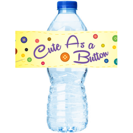 Baby Shower Cute As A Button Party Decoration 15ct Water Bottle