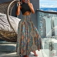 thumbnail image 2 of maxi skirts for women Casual Loose Boho Elastic Waist A-Line Beach Swing Vacation Floral Printing Long Skirt, 2 of 6