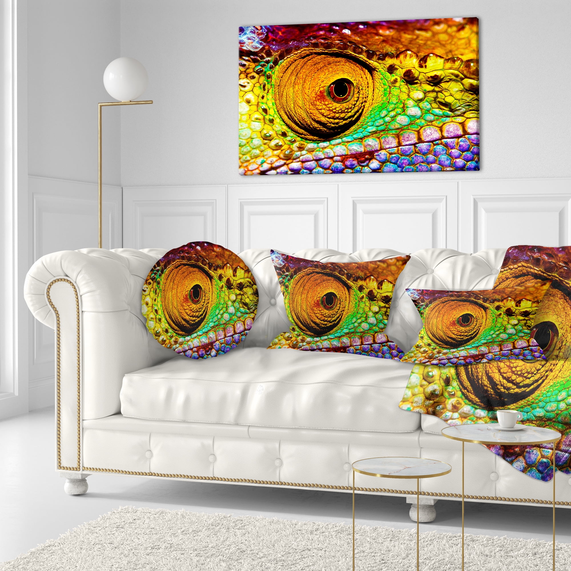 Designart Multicolor Scaly Skin of Lizard - Abstract Throw Pillow - 12x20