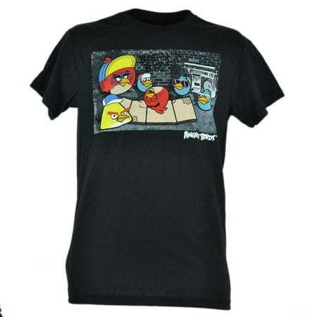 Angry Breakin Birds Video Game Hip Hop Boom Box Scene Tshirt Black Tee (Best Hip Hop Clothing Stores)