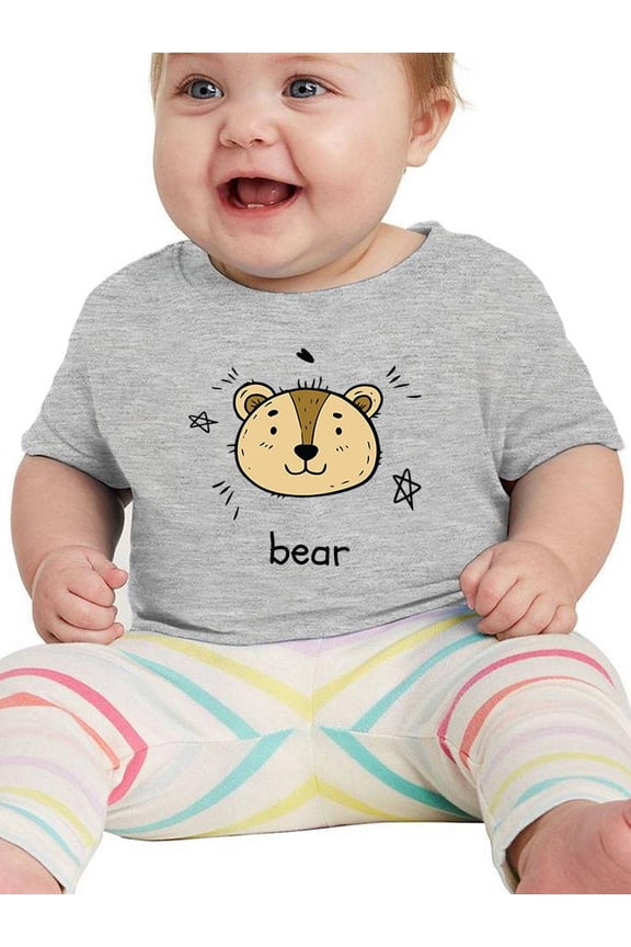 Cute Bear Face Doodle T-Shirt Infant -Image by Shutterstock,  12 Months