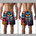 thumbnail image 3 of luoweisi Men's Beach Shorts Quick Dry Swim Trunks with Mesh Lining Cartoon Owl L, 3 of 5