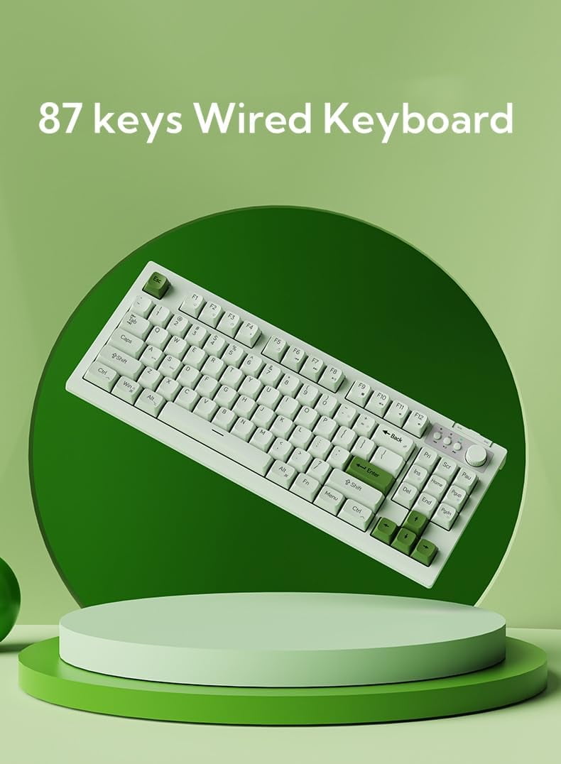 ITIGOITIE Bluetooth Wireless Keyboard and Mouse Set, Mute, Type-C Charging, Mechanical Feel, Office Use, Matcha Green