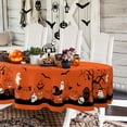 thumbnail image 1 of Oval Halloween Tablecloth 60x84 Inch,Orange Pumpkin Skull Ghost Tablecloth,Polyester Waterproof Wrinkle-Resistant and Durable Table Cloth,Suitable for Halloween,Parties,Holiday,Kitchens, 1 of 6