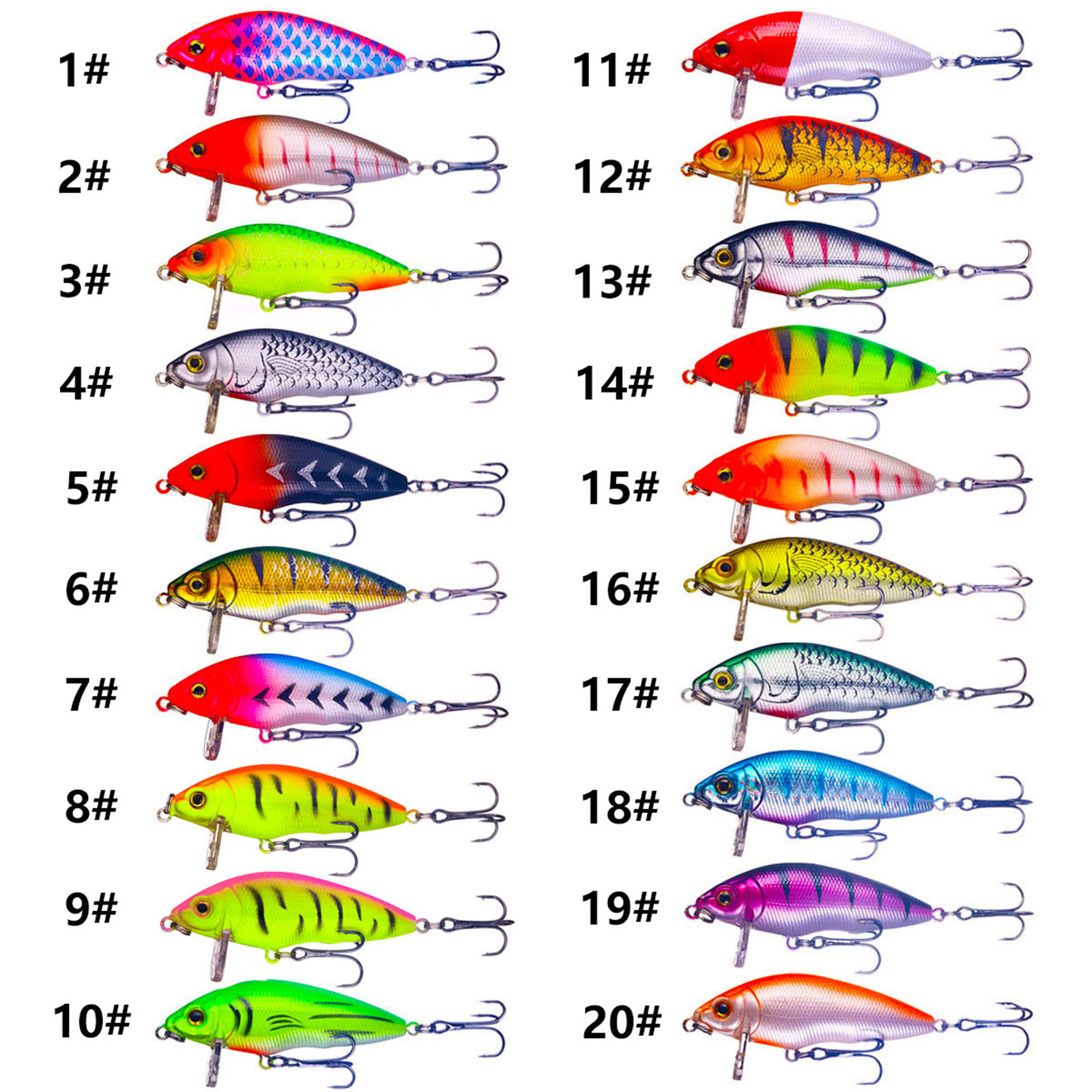 LWVITH 20 Pack Fishing Lures Kit, Soft Plastic Fish Bait Set with Crankbaits Spoons, Lifelike Floating Sinking Lures for Freshwater Saltwater, Bass Trout Salmon Fishing Tackle, Angler Gift