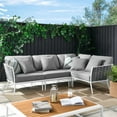 thumbnail image 2 of Lounge Sectional Sofa Chair Set, White Grey Gray, Aluminum, Metal, Fabric, Modern Contemporary, Outdoor Patio Balcony Cafe Bistro Garden Furniture Hotel Hospitality, 2 of 10