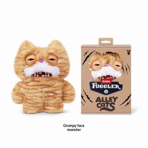 Fuggler Grumpy Face Monster - Official 'Alley Cats' Series Plush Toy with Realistic Teeth - Unique Ugly Cute Collectible Gift