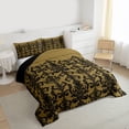 thumbnail image 3 of Manfei Damask Floral Pattern Queen Comforter Set,Vintage Baroque Bedding Sets,Gold Black Victorian Flower Bedding Comforter Set For Adults,Breathable Home Decor Reversible,3 Pieces, 3 of 8