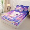 thumbnail image 2 of Erosebridal Kawaii Galaxy Star Axolotl Zipper Twin Comforter Sets with Fitted Sheet and 2 Pillowcases,Pastel Dreamy Cloud Zipper Bedding Set,Lavender Purple Pink Blue,Reversible, 2 of 6