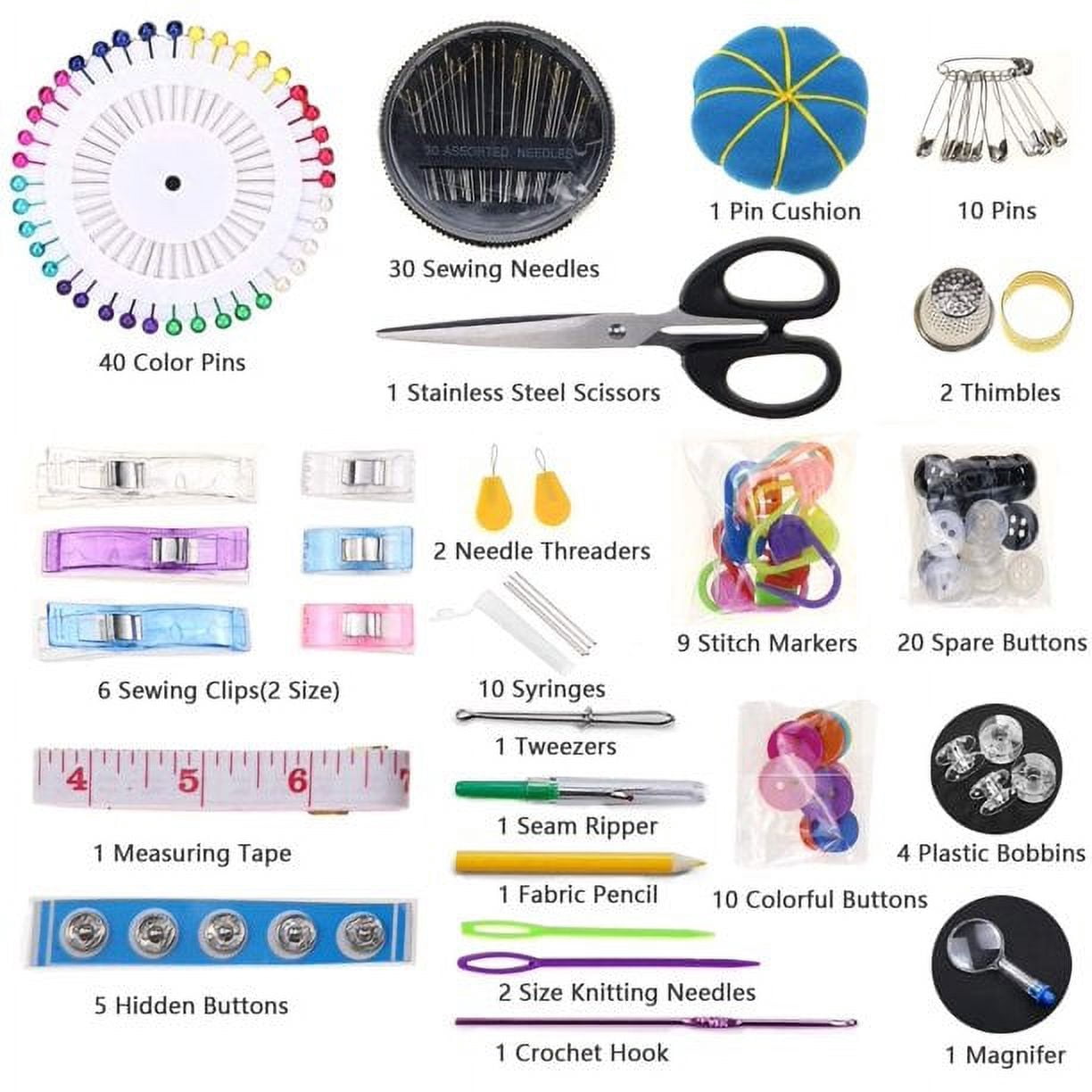 AMERTEER Sewing Kit,200 Pcs Premium Sewing Kit for Adults Include Sewing Box, Sewing Needles, 41XL Thread Spools, Sewing Supplies and Accessories for Travel, Kids, Beginners
