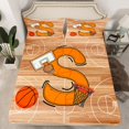 thumbnail image 2 of Homewish Cartoon Monogrammed S Bed Sheets, Orange Brown Basketball King Sheets, Teens Kids Boys Girls Sheet Set, Breathable Home Decor, 4pcs, 2 of 7