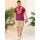 thumbnail image 3 of Lars Amadeus Camisas de lino para hombre, manga corta, cuello de punto, color sólido, camisa de verano con bolsillo borgo?a L Unique Bargains Camisas, 3 of 6