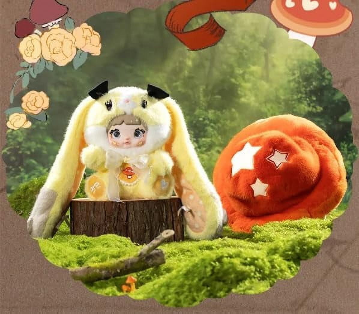 Nommi Mushroom Hat Series Plush Blind Box, 400% Big Nommi Bunny Mushroom Cap Series Kawaii Nommi Rabbit Plushie Toys Figure Doll, Cute Xmas Collectible Toy Birthday Gift for Girls(1PC Random)