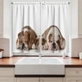 thumbnail image 2 of Ambesonne Bulldog Kitchen Curtains, Image of 3 Generations Dogs, 55"x45", Umber and White, 2 of 3
