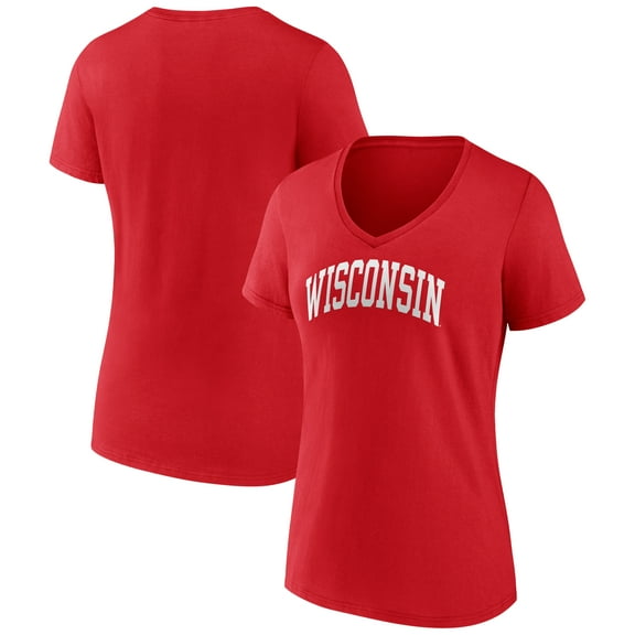 Women's Red Wisconsin Badgers Arch V-Neck T-Shirt