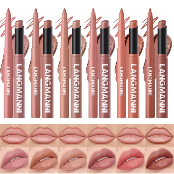 BestLand Set Nude de 12 Piezas con Labial Mate y Delineador de Labios