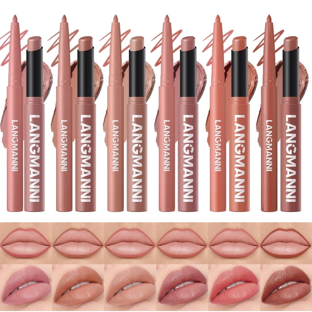 BestLand Set Nude de 12 Piezas con Labial Mate y Delineador de Labios