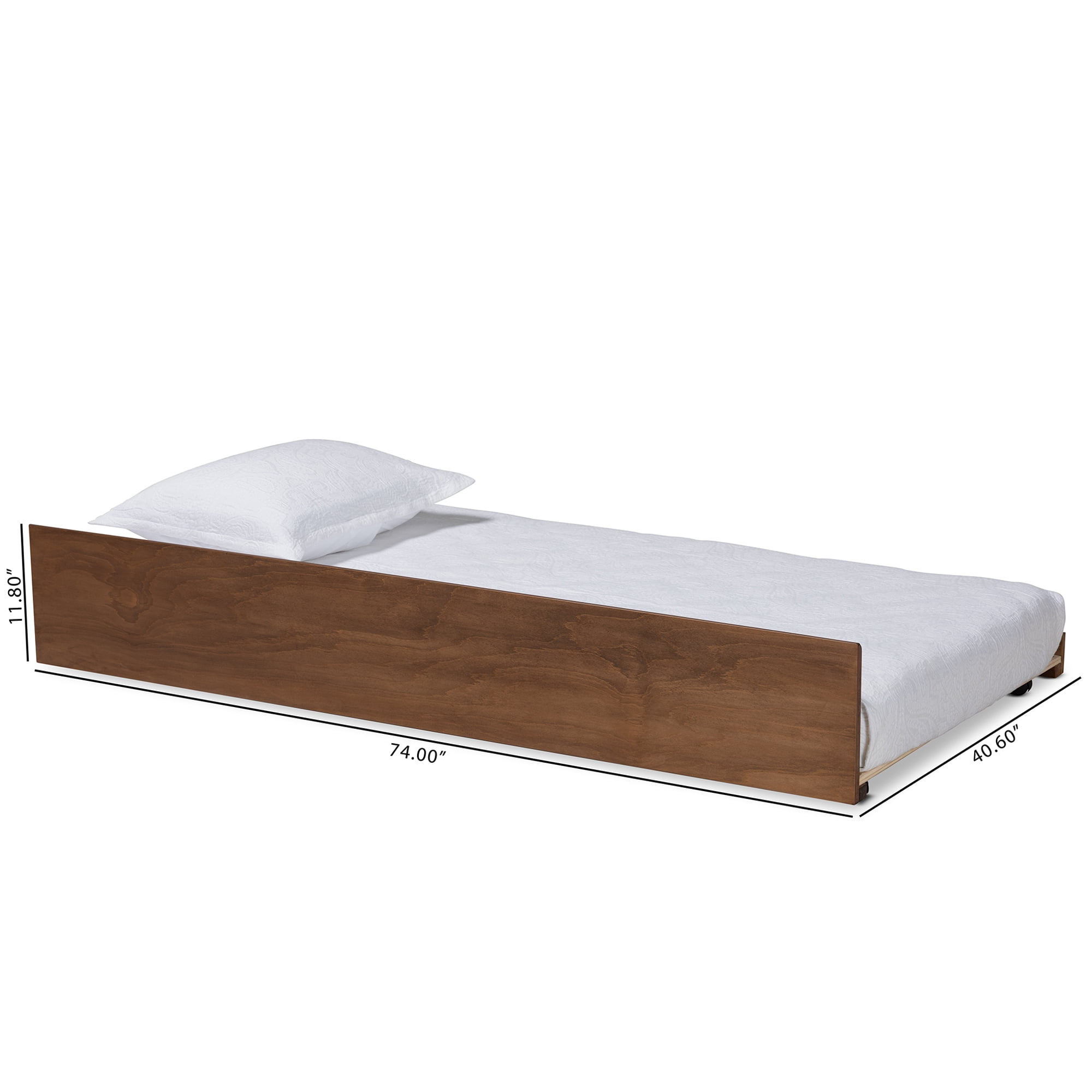 Baxton Studio Midori Trundle Bed, Kids, Twin Size, Walnut Brown