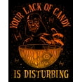 thumbnail image 2 of Men's Star Wars: A New Hope Halloween Darth Vader and Death Star Your Lack of Candy is Disturbing  Graphic Tee Black Large, 2 of 5