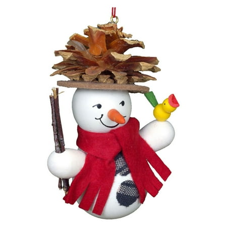 Christian Ulbricht Snowman Wearing Pinecone Hat Ornament