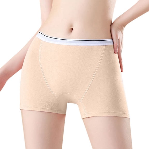 MDUKONU Overnight Period Shorts for Women, Leak-proof, Heavy Flow, Menstrual Absorbent Boyshorts Size: M Beige