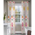 thumbnail image 4 of Spring Easter Sheer Curtains 63 Inch Length 2 Panels Set for Living Room/Bedroom, Pink Yellow Vintage Eggs Floral Botanical Kitchen Curtains Grommet Semi-Sheer Curtains Window Treatments 42"x63"x2, 4 of 7