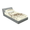 thumbnail image 2 of Ambesonne Vintage Fitted Sheet & Pillow Sham Set, Hand Drawn Ship, Twinxl, Ivory Brown, 2 of 2
