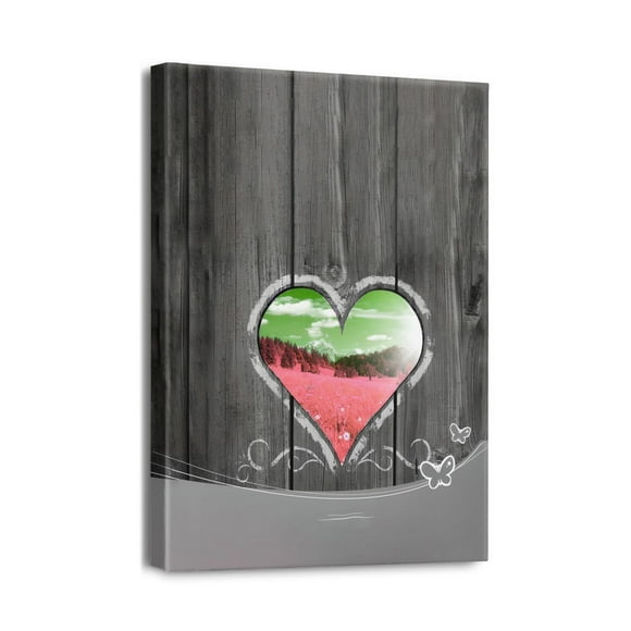 Love Heart Vintage Wall Art Bathroom Pictures Wall Decor Canvas Painting Prints Artwork for Bathroom Office Bedroom 12"x16"