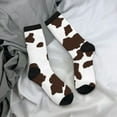 thumbnail image 5 of Rateoe Brown Cow for Women Casual Calf Socks - Cute Crew Socks - Thin Soft Above Ankle Socks Size 5-11, 5 of 6