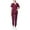 Wine, variant on Atogsazn Womens Scrub Sets Summer Outfits V Neck Short Sleeve Nurse Suit Solid Color T Shirt and Straight Leg Pants Set B-Wine B M