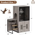 thumbnail image 2 of Two Tier Cat Litter Box Furniture - Enclosed Cabinet with Doors - Hidden Storage and Ladder - Gray, 2 of 8