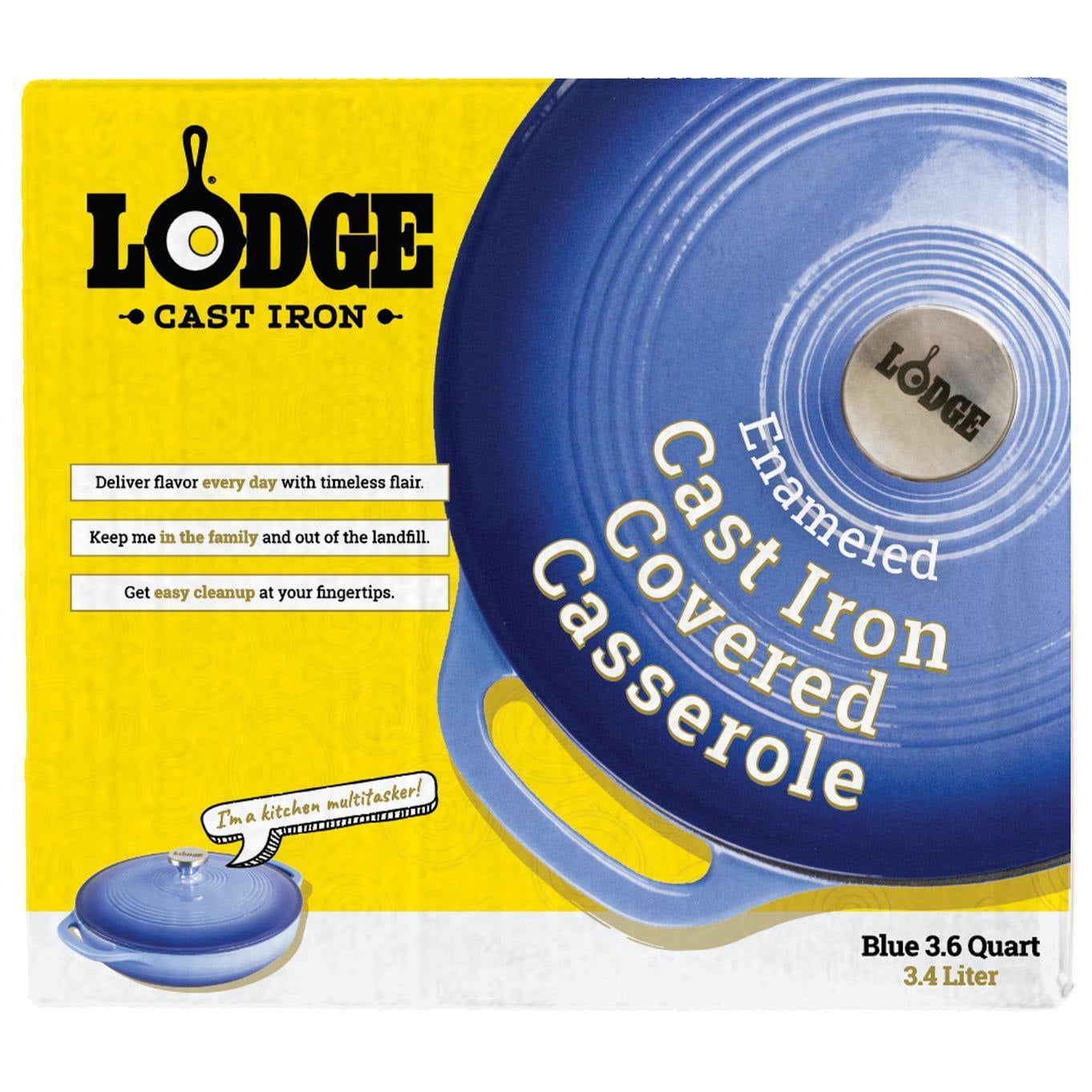 Lodge Cast Iron 3.6 Quart Enameled Cast Iron Casserole in Blue