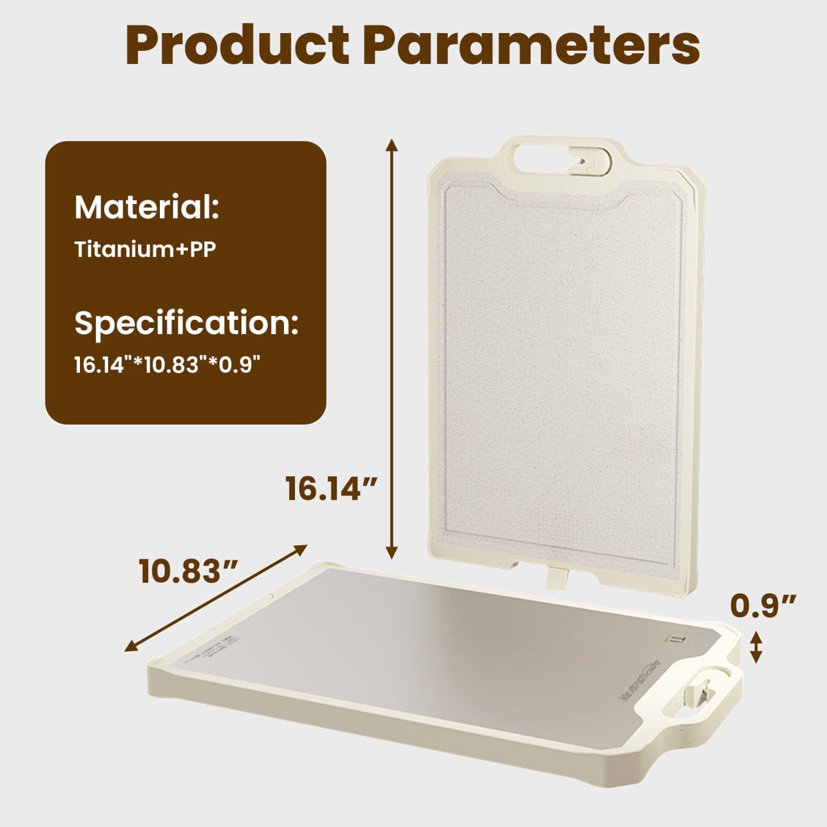 Titanium Cutting Board, 16" × 11" Double-Sided Chopping Board with PP Backing, Dishwasher Safe