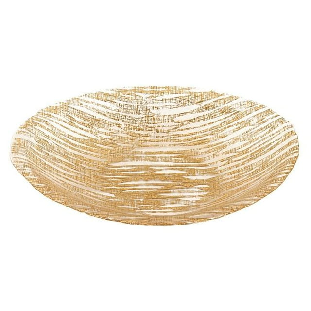 9" Hand Crafted Glass Oval Gold Salad or Centerpiece Bowl