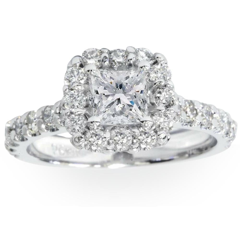 2 Ct Halo Princess Cut Diamond Engagement Wedding Ring 14K Solid Yellow Gold 
