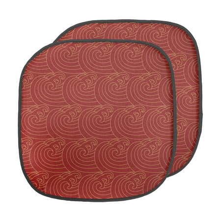 

Wave Chair Seating Cushion Set of 2 Traditional Delicate Japanese Motif Nautical Curls in Warm Tones Art Seat Pads for Office with Anti-slip Backing 16 x16 Pale Vermilion Vermilion by Ambesonne