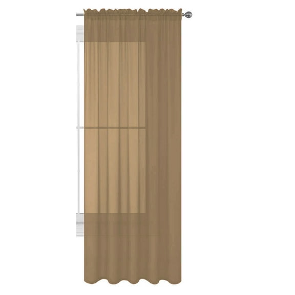 Decotex 1 Piece Elegant Solid Sheer Window Curtain Panels Treatment Drapes (55" X 95", Taupe)