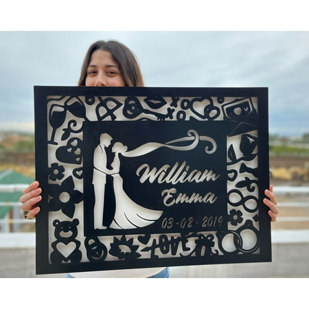 

Wedding Night Lamp for Bedroom Unique Wedding Names Sign Above the Bed Decor Newlywed Wreath with Lights Valentines Party