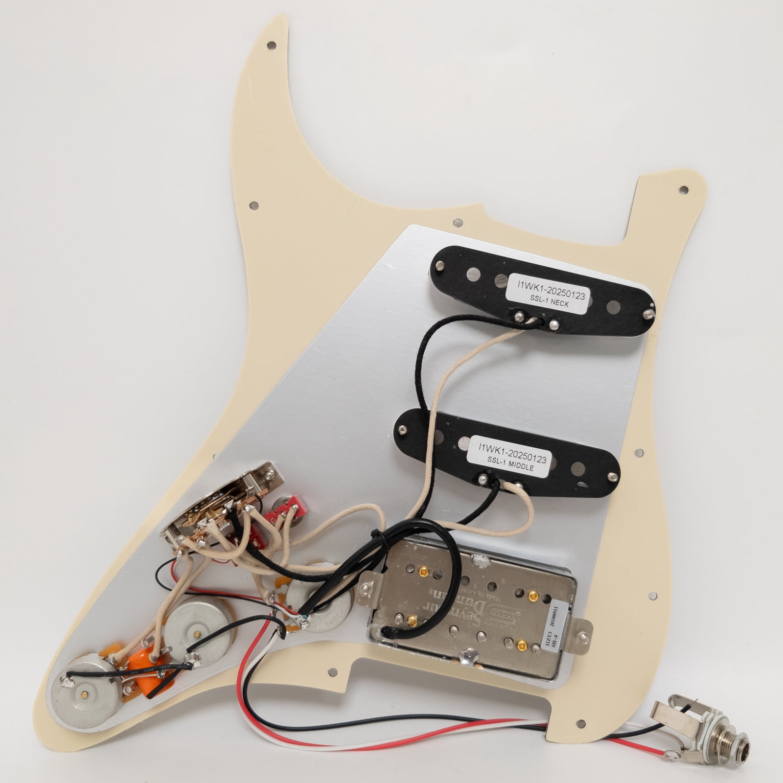 Guitar Prewired Loaded Pickguard, with SSH Alnico 5 Humbucker Pickups, Coil Splitting, for Fender USA/Mexico Strat Electric Guitars Replacement Parts