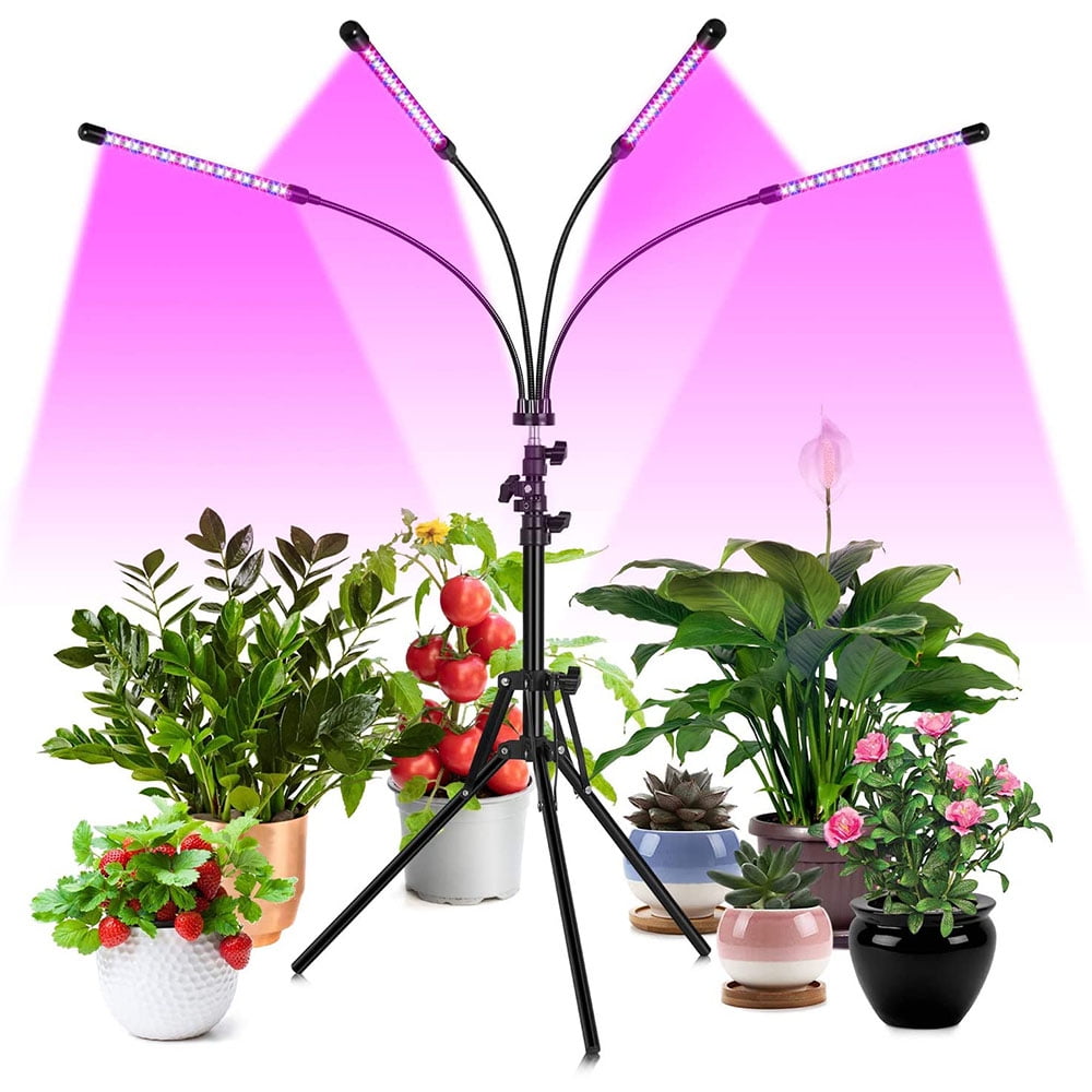 4Head LED Grow Light with Tripod Stand Indoor Plants Full Spectrum Grow Lamp a 