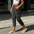thumbnail image 5 of Lenpel Capri Cargo Pants for Women High Waist Tapered Cropped Trousers Summer Casual Loose Pull on Capris, 5 of 7