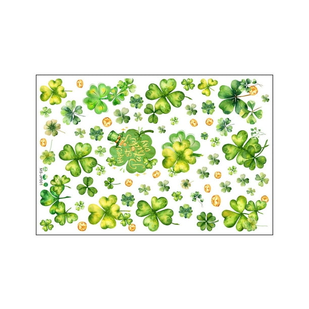 Hoja Verde Guirlanda de San Patricio Día de la Ventana Decoración de la Pared Pegatinas, Rojo 59x40cm Decal para la Puerta Plana de Vidrio O la Pared de Azulejos